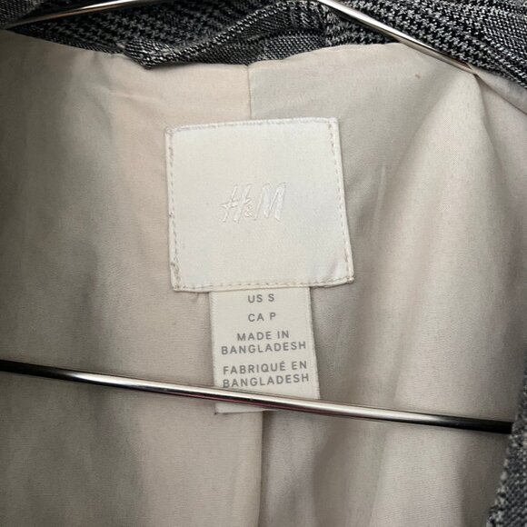 H&M gray glen check plaid Black & White Blazer sz S - Picture 2 of 2